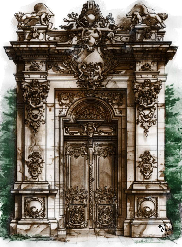 Original Architecture Digital by Jerome Marette | Antique Art on Paper | The Portal of Myth and Time