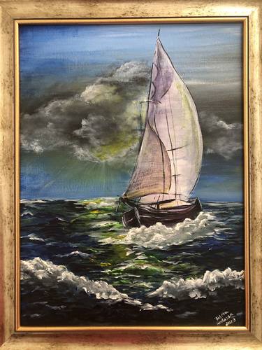 Print of Art Deco Sailboat Paintings by Talita Hadassa Santos de Jesus