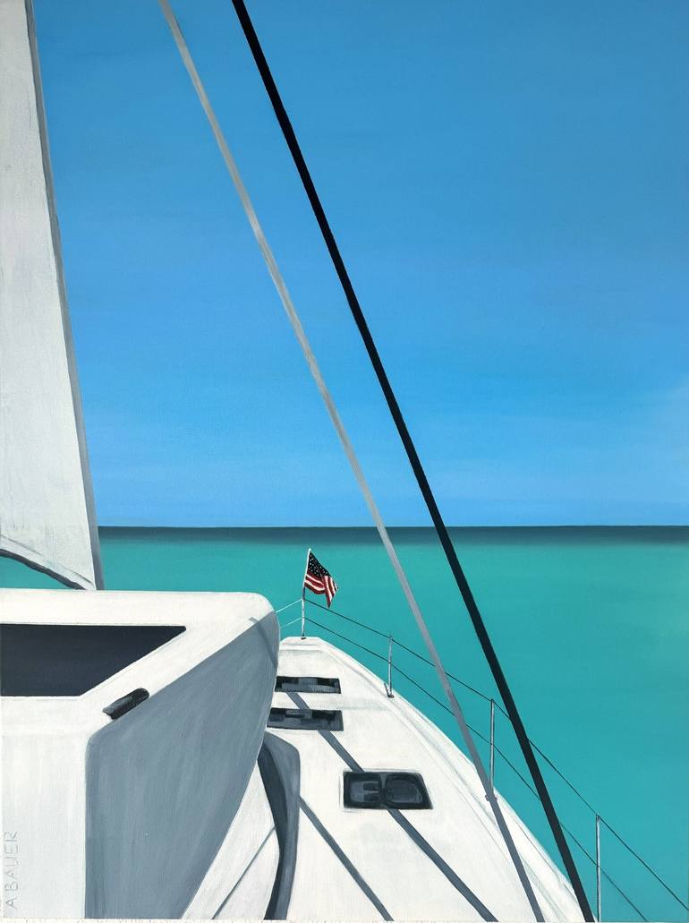 Original Minimalism Boat Paintings by Alina Bauer