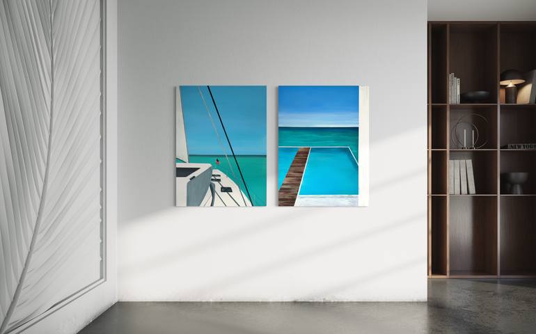Original Minimalism Boat Painting by Alina Bauer