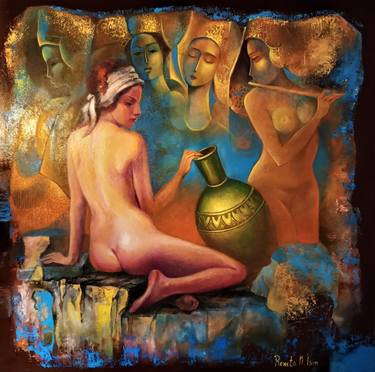 Original Expressionism Nude Paintings by Reneta Isin