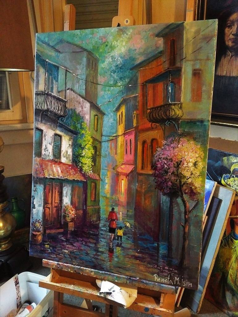 Original Figurative Architecture Painting by Reneta Isin