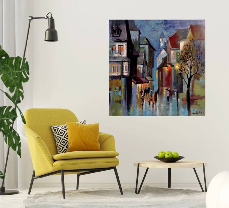 Original Expressionism Cities Painting by Reneta Isin