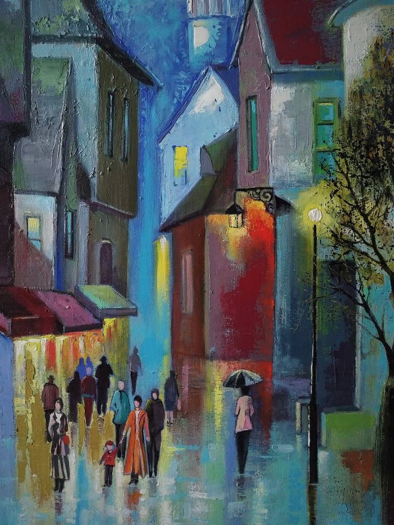 Original Expressionism Cities Painting by Reneta Isin