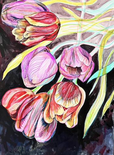 Original Abstract Botanic Paintings by Bozhena Homonay