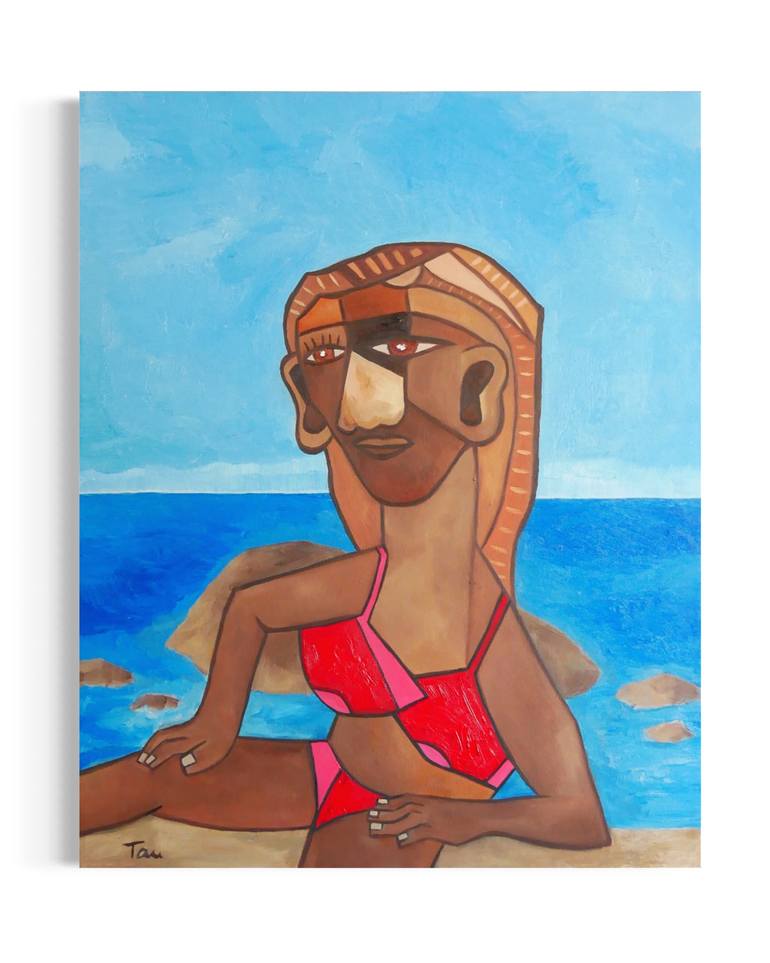Original Cubism Beach Painting by Tau Artist