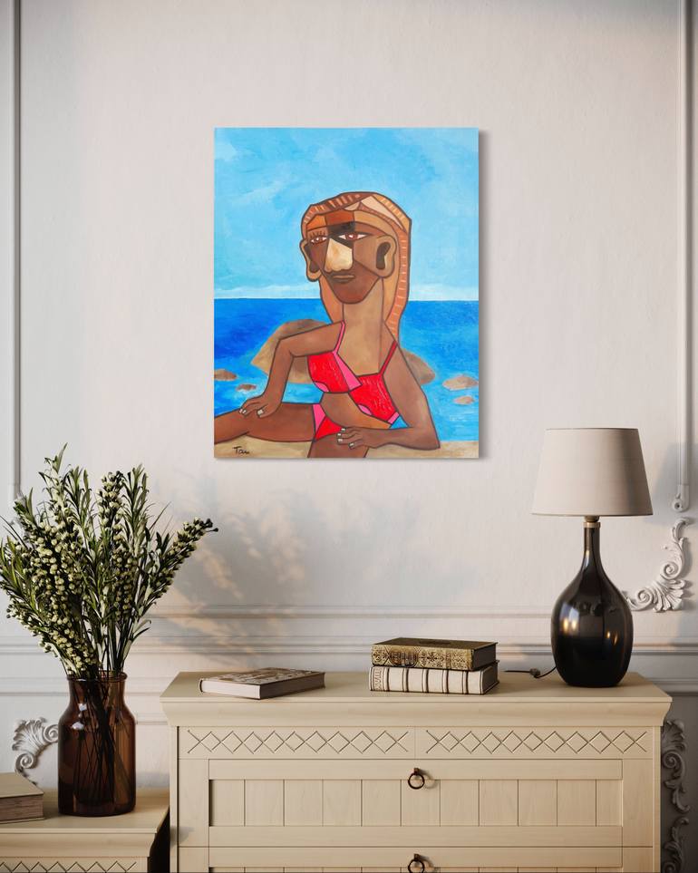 Original Cubism Beach Painting by Tau Artist