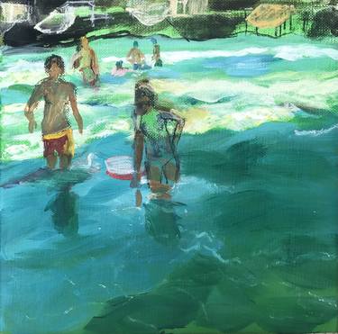 Original Figurative Beach Paintings by Caroline Lasnier