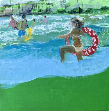 Original Figurative Beach Paintings by Caroline Lasnier