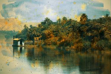 Palm trees on the Nile river thumb