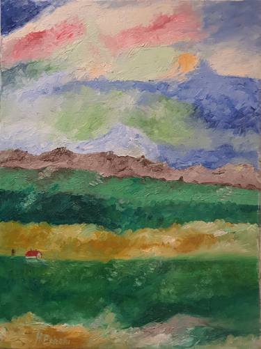 Original Art Deco Landscape Painting by Hesham Elgamal