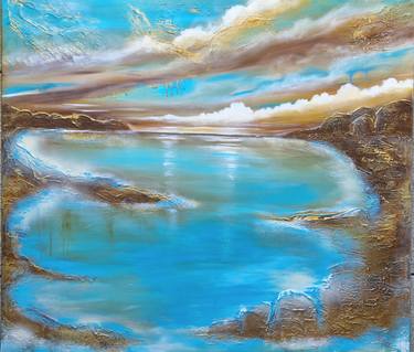 Mystical semi-abstract seascape painting "hidden place II" thumb