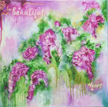 a square vibrant floral painting "beautiful heart" thumb