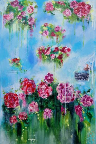 blue abstract roses painting "Roses abundance" thumb