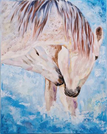 white horses oil painting "twins of freedom" thumb
