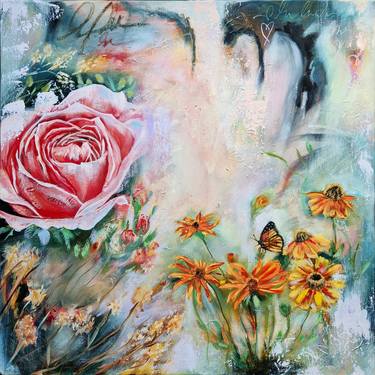 square abstract flower oil painting "You deserve it all" thumb