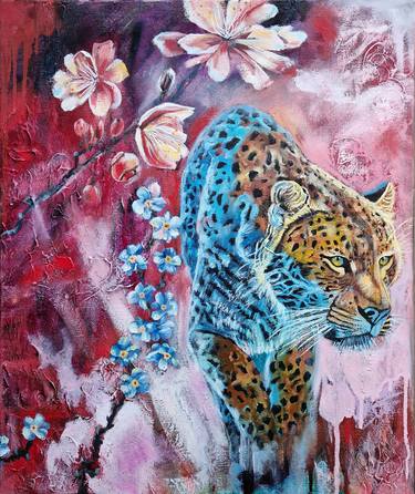 Leopard animal oil painting "Wild and graceful" thumb