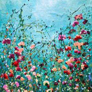 dancing roses- vertical floral artwork