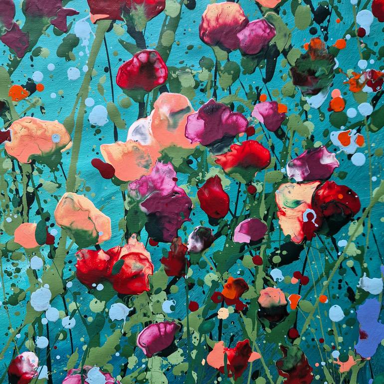 Original Abstract Expressionism Floral Painting by Irina Morisch