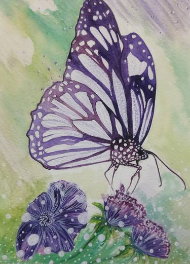 Watercolor Butterfly painting, thumb