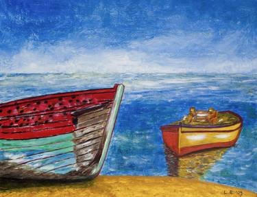 Original Expressionism Boat Paintings by Lana Enderle
