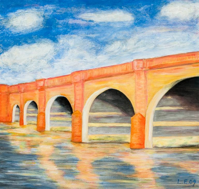 Original Architecture Painting by Lana Enderle | Expressionism Art on Other | Between Water and Sky