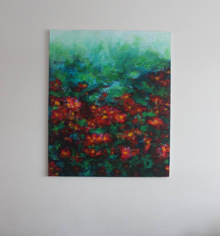 Original Abstract Floral Painting by Neda Bibak