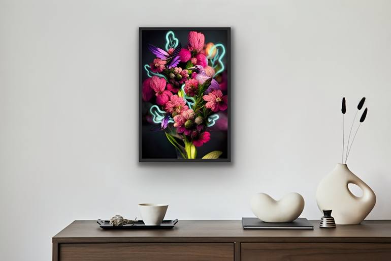 Original Abstract Floral Mixed Media by Kristika Moon