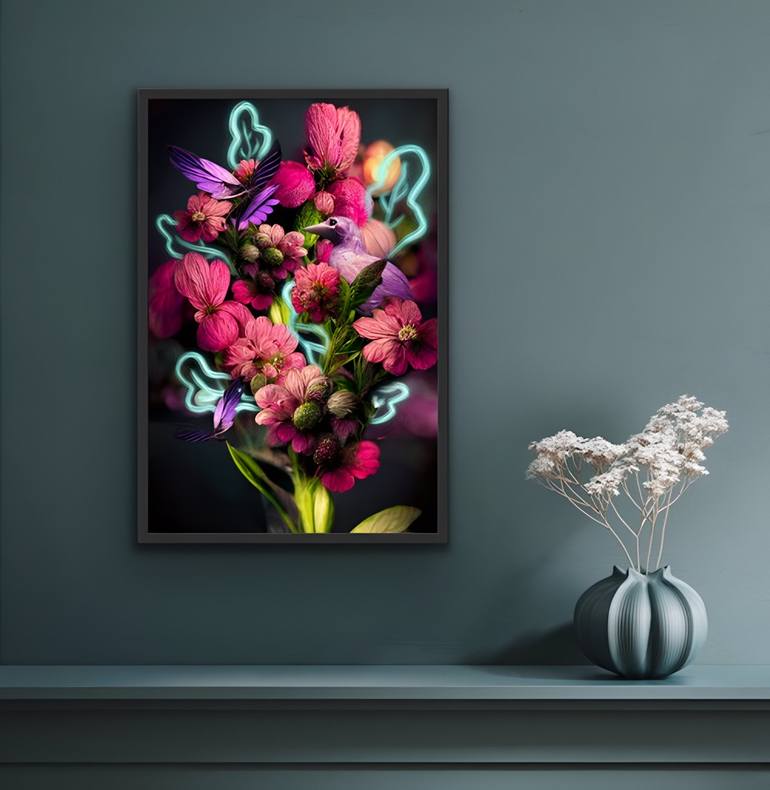 Original Abstract Floral Mixed Media by Kristika Moon