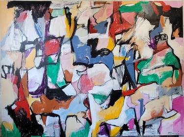 Original Abstract Expressionism Abstract Painting by Sazan Stermasi