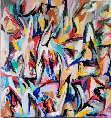 Original Abstract Expressionism Abstract Painting by Sazan Stermasi