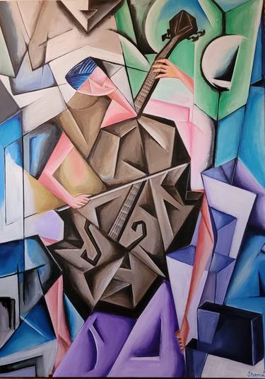 Original Cubism Abstract Paintings by SAZAN Stermasi