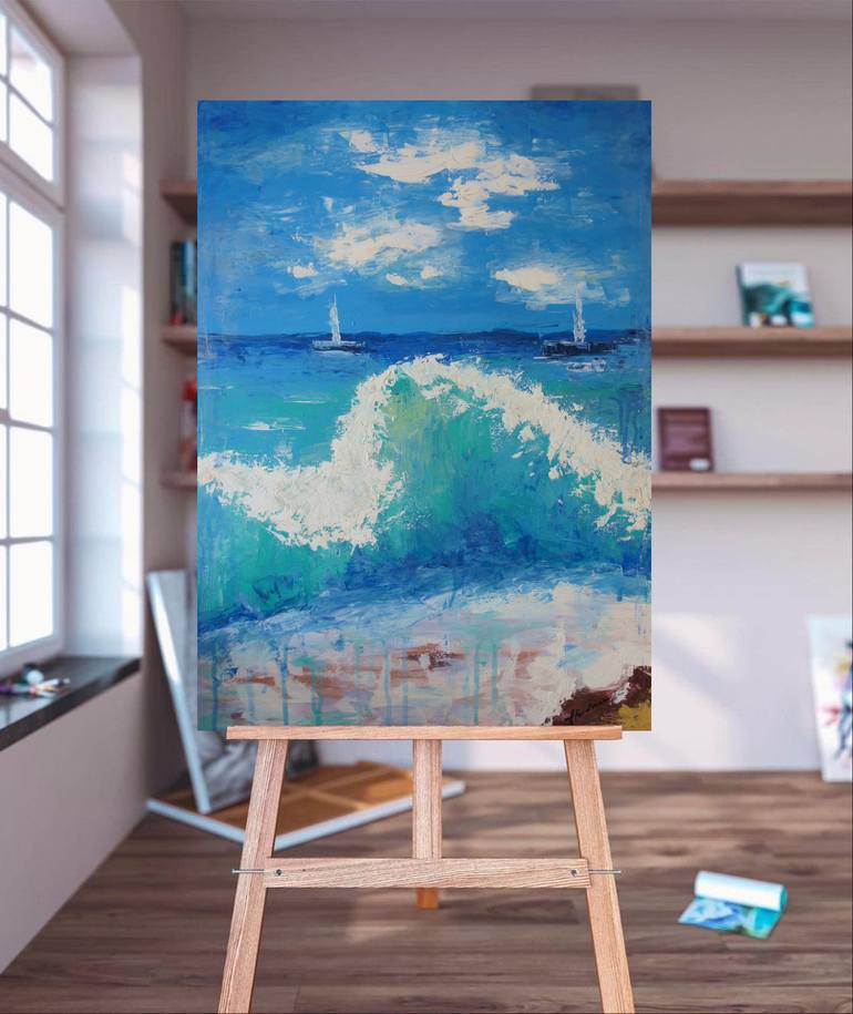 Original Abstract Beach Painting by Ariel Friedman