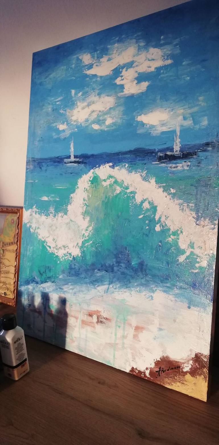 Original Abstract Beach Painting by Ariel Friedman