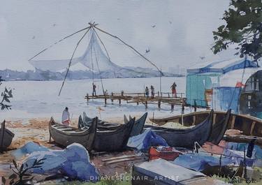 Original Fine Art Beach Paintings by Dhanesh G Nair