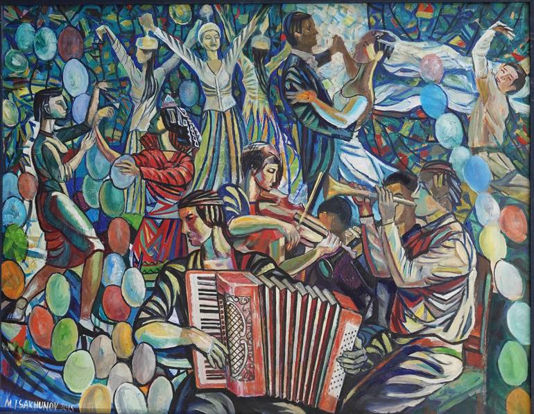 Original Abstract Expressionism People Painting by Ulukbek Tenizbaev