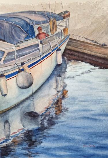 Original Realism Boat Drawings by Kate Zale
