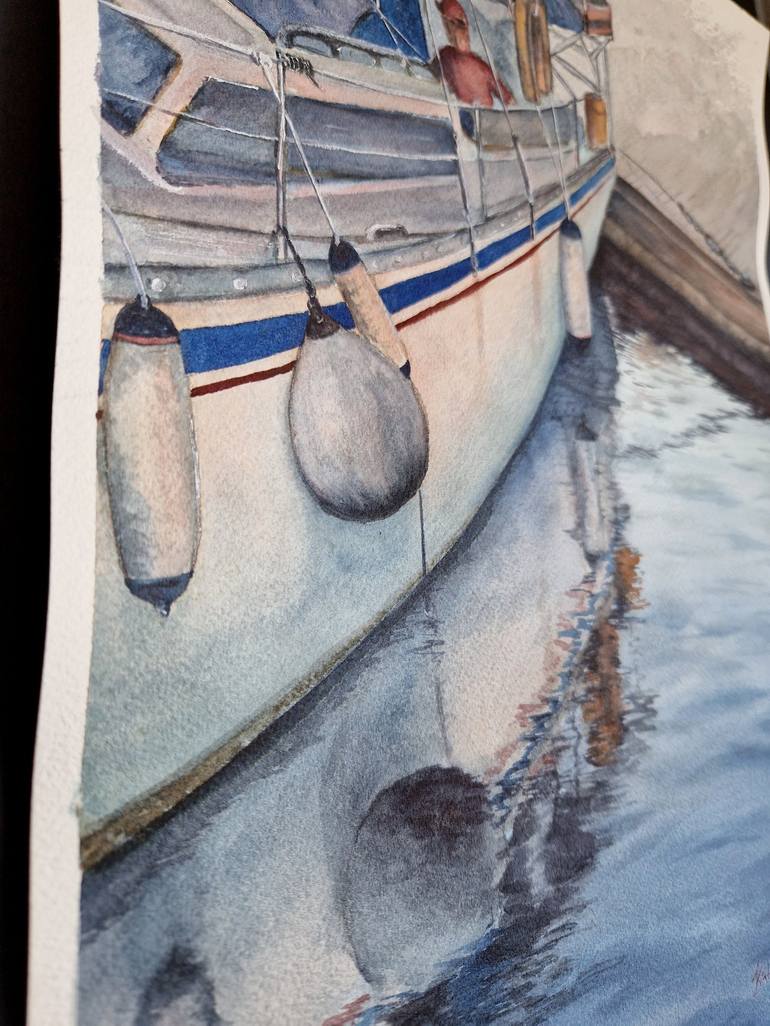Original Realism Boat Drawing by Kate Zale