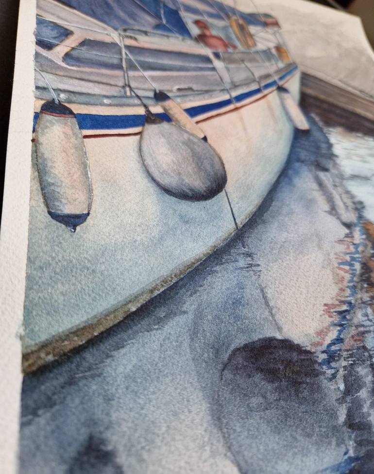 Original Boat Drawing by Kate Zale