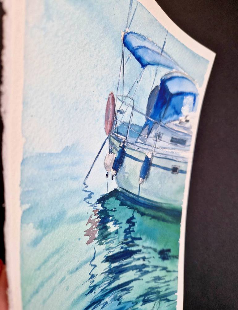 Original Boat Painting by Kate Zale