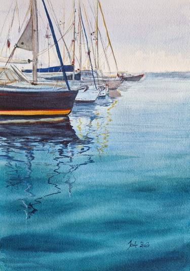 Print of Realism Sailboat Paintings by Kate Zale