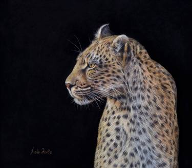 Poised. Leopard soft pastel drawing thumb