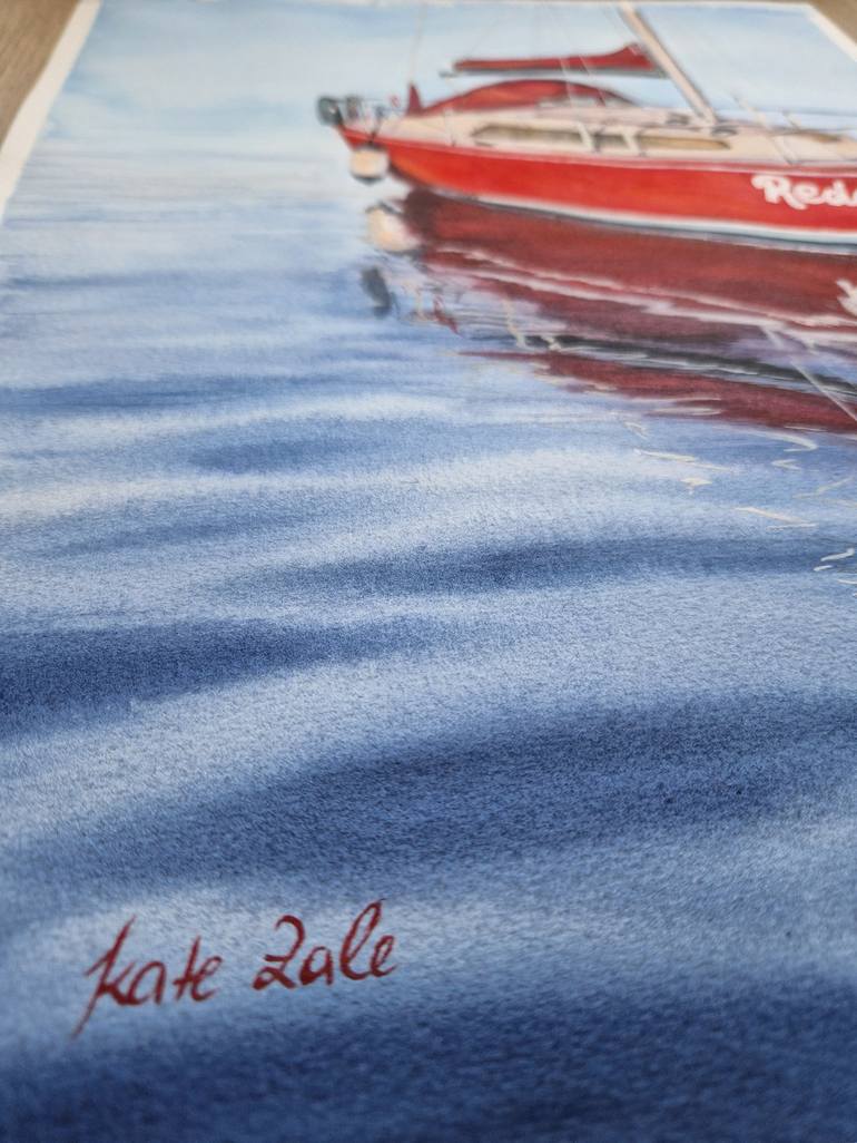 Original Boat Drawing by Kate Zale