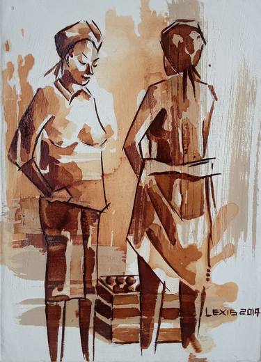 Black art, Two friends, African women thumb