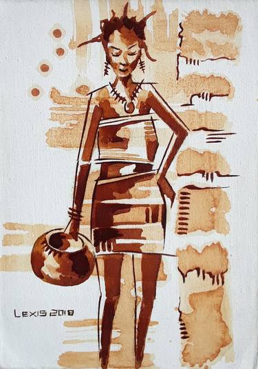 Aku, Woman of Africa, Original African painting thumb