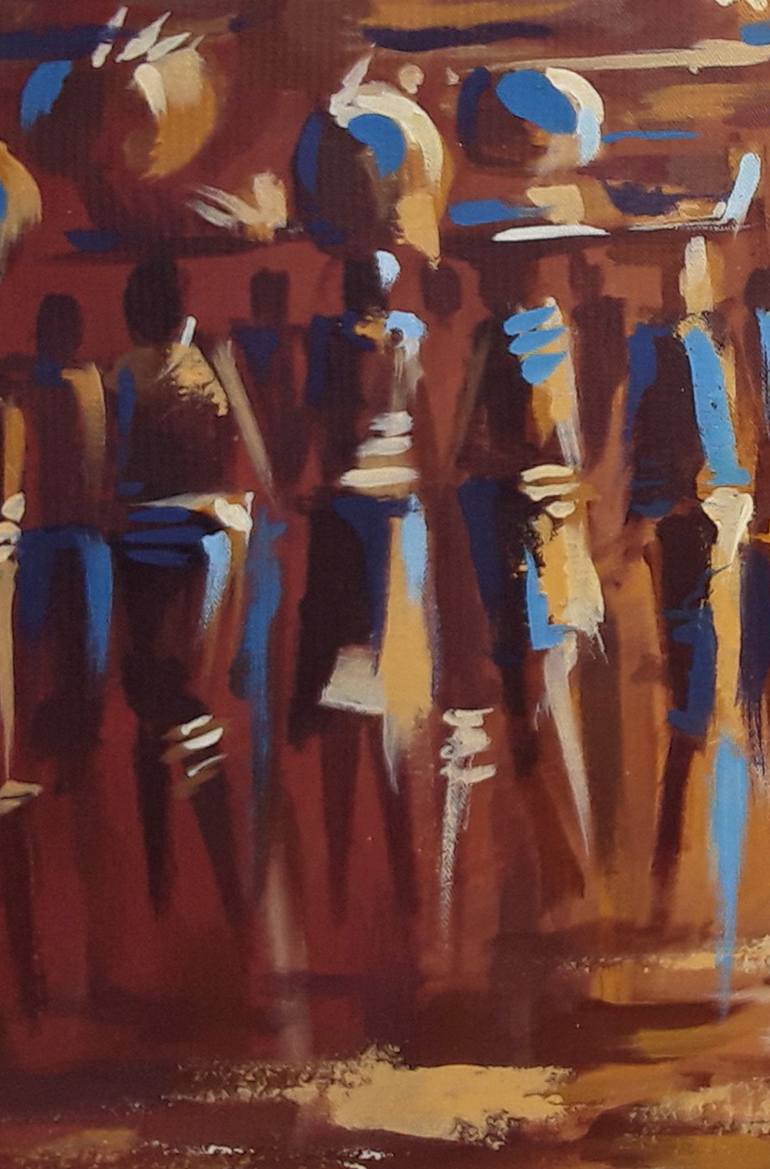 Original Impressionism People Painting by Alex Mensah
