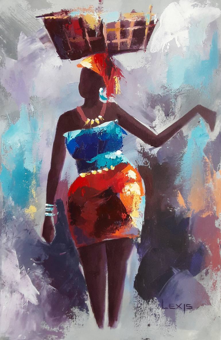 Abstract Beautiful Woman. Fashion Illustration. Acrylic Painting