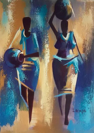 African Art, women painting, togetherness thumb