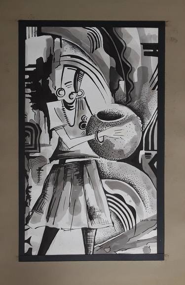 Aku and the African pot, contemporary African art thumb