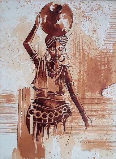African Woman, curvy black lady, beautiful painting thumb